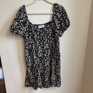 Floral Black and White Women's Dress